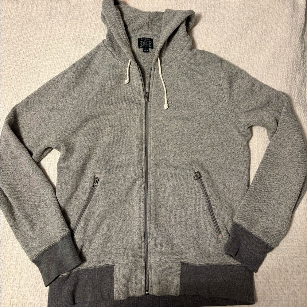 J-crew men’s grey knit zip up hoodie size medium